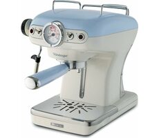 Ariete 1389 Vintage Espresso modrá / Pákový kávovar / 900W / 0.9 L / 15 bar / manometr / pěnič mléka 