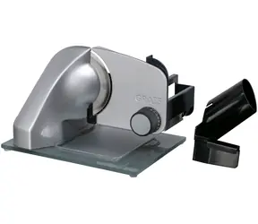 Graef Classic C21+ stříbrná / Elektrický kráječ potravin / 170 W / průměr nože 170 mm / tloušťka řezu 0-20 mm