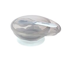 KikkaBoo Miska s přísavkou & víčkem a lžičkou Blue / od 4 měsíců