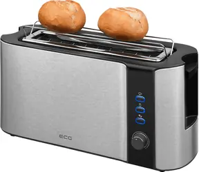 ECG ST 10630 Stainless stříbrná / topinkovač / 1000W / 2 topinky / 6 stupňů opékání / rozpékání 