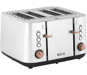 ECG ST 4767 Timber bílá / topinkovač / 1850 W / 4 topinky / 7 stupňů opekání / rozpékání 