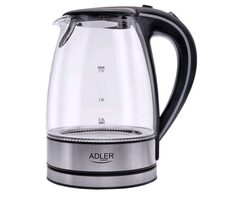 Adler AD 1225 stříbrná / Rychlovarná konvice / 2200W / 1.7 L / sklo