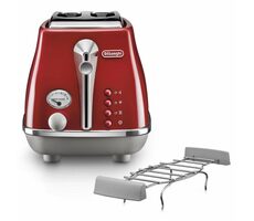 DeLonghi CTOC210.R Icona Capitals červená / topinkovač / 900 W / 2 sloty / 6 stupňů opečení / rozmrazování