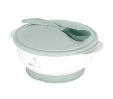 KikkaBoo Miska s přísavkou & víčkem a lžičkou s tepelným senzorem Mint