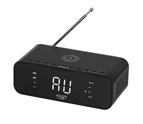 Adler AD 1192B černá / Rádiobudík / FM / bezdrátová nabíječka / Bluetooth 5.0 / AUX