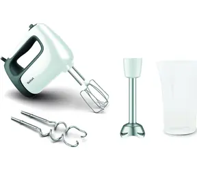 Tefal HT462138 bílá / Ruční mixér / 500 W / 5 rychlostí / šlehací metly / hnětací háky