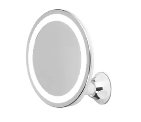 Adler AD 2168 / zrcátko do koupelny s LED světlem / 5x Zvětšení / Průměr: 20 cm / 3x AAA