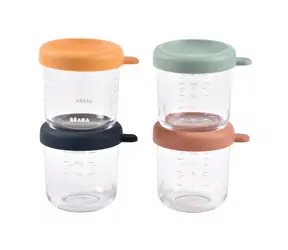 Beaba Kelímky na jídlo skleněné 4x 250 ml Sunrise