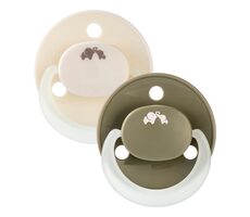 Bebeconfort Šidítko silikonové symetrické svíticí 2ks 6m+ Sand/Green / od 6 měsíců
