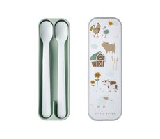 Little Dutch Lžičky 2 ks s pouzdrem Farma / Vhodné pro děti od 4 měsíců
