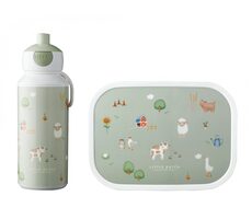 Little Dutch Svačinový set (láhev 400ml+box) Farma / Objem láhve: 400 ml / Rozměry boxu: 17.8 x 13.2 x 6 cm