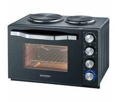 Severin TO 2074 černá / Mini trouba s vařičem / 2500W / 30l / 2 plotny