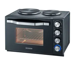Severin TO 2074 černá / Mini trouba s vařičem / 2500W / 30l / 2 plotny