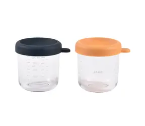 Beaba Kelímky na jídlo skleněné 2x 250 ml Blue Orange