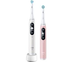Oral-B iO Series 6 Duo bílý|růžový / Elektrický zubní kartáček / magnetické iO / 5 režimů / AI / OLED
