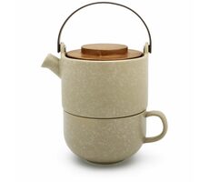 Bredemeijer Umea Konvička na čaj béžová / 500 ml / keramika / akáciové víčko 