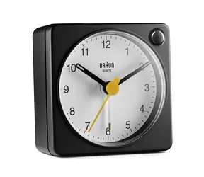 Braun BC02 černá & bílá / Klasický budík / 1x AA baterie