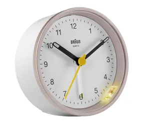 Braun BC12 růžová & bílá / Klasický budík / 1x AAA baterie