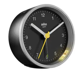 Braun BC12 stříbrná & černá / Klasický budík / 1x AAA baterie