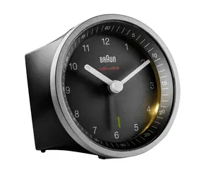 Braun BC07 stříbrná & černá / Klasický budík / Analogový / DCF ( Rádiem řízené) / 1x AA baterie