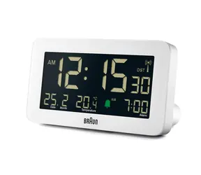 Braun BC10 bílá / Digitální budík / LCD / DCF (Rádiem řízené) / 1x AA baterie