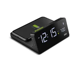 Braun BC21 černá / Digitální budík / LCD / Bezdrátové nabíjení 10W (Qi) 
