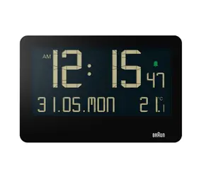 Braun BC14 černá / Digitální budík / LCD / DCF (Rádiem řízené) / 1x AA baterie