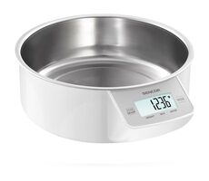 SENCOR SKS 4030WH bílá / digitální kuchyňská váha / nerez miska 1L / max. 5 kg / funkce TARE / dotyk. tlačítka