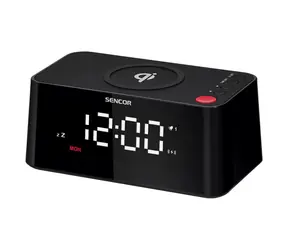 SENCOR SDC 7600 Qi černá / Digitální budík / LED displej / Bezdrátová nabíječka Qi 10W