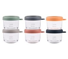 Beaba Kelímky na jídlo skleněné 6x 150 ml Sunrise