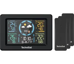 TechniSat iMETEO 700 černá / Meteorologická stanice / LCD displej / teplota / vlhkost / 3x bezdrátový senzor