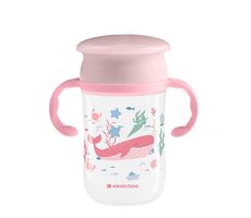 KikkaBoo Hrnek trénovací 360° 300ml 12m+ Deep Sea Pink / od 12 měsíců