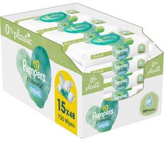 Pampers Harmonie Aqua Plastic Free Vlhčené ubrousky 720ks (15 x 48 ks)