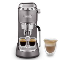 Rozbaleno - DeLonghi EC 885.GY Dedica Arte šedá / Pákový kávovar / 1300 W / 1.1 l / 15 bar / pěnič mléka / rozbaleno