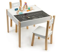 ECOTOYS Dětský dřevěný stůl s tabulí a dvěma židličkami