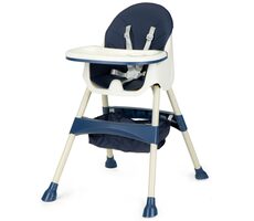 ECOTOYS Jídelní židlička 2v1 modrá / od 6 měsíců