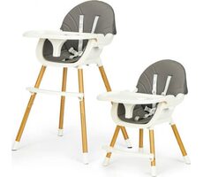 ECOTOYS Jídelní židlička 2v1 Šedá / od 6 měsíců