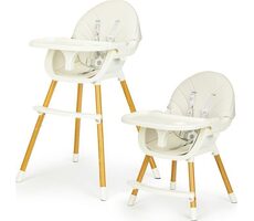 ECOTOYS Jídelní židlička 2v1 Béžová / od 6 měsíců