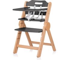 CHIPOLINO Dřevěná jídelní židlička Cacao 2v1 Graphite Wood