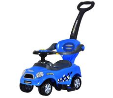 ECOTOYS Odrážedlo se zvuky a vodící tyčí Auto modré