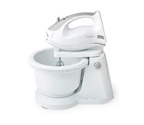 Nedis KAHM110CWT bílá / Ruční mixér / 200 W / 5 rychlostí + turbo / mísa / 2 háky na těsto / 2 šlehače 