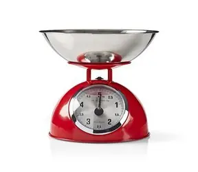 Nedis KASC110RD červená / Retro kuchyňská váha / max. hmotnost 5 kg / vyjímatelná mísa 