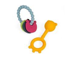 Bigjigs Toys Chrastítko a kousátko 2 v 1 a kousací kroužek Medvídek / od 0 let