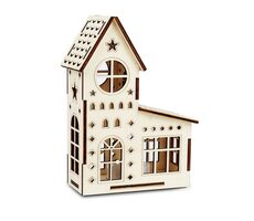 Kúzlo dreva Velký domeček Kostel / LED svíčka / 3V baterie