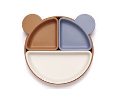 Kidnort Retter 3v1 Silikonový dělený talíř tmavý