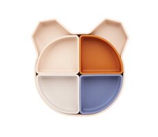 Kidnort Retter 4v1 Silikonový dělený talíř světlý