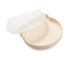 Kidnort Retter Silikonový talíř s víčkem světlý