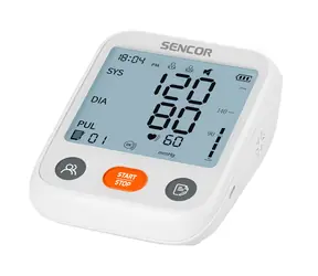 SENCOR SBP 1150WH bílá / digitální tlakoměr / krevní tlak & tep / paměť 2x99 míst / displej 70 × 82 mm / 4x AAA