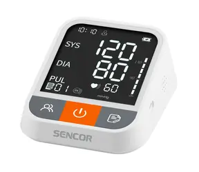 SENCOR SBP 1500WH bílá / digitální tlakoměr / krevní tlak & tep / paměť 2x99 míst / displej 83 × 82 mm / 4x AAA