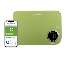 SENCOR SKS 7070GG zelená / chytrá kuchyňská váha / max. 5kg / funkce TARA / Bluetooth 